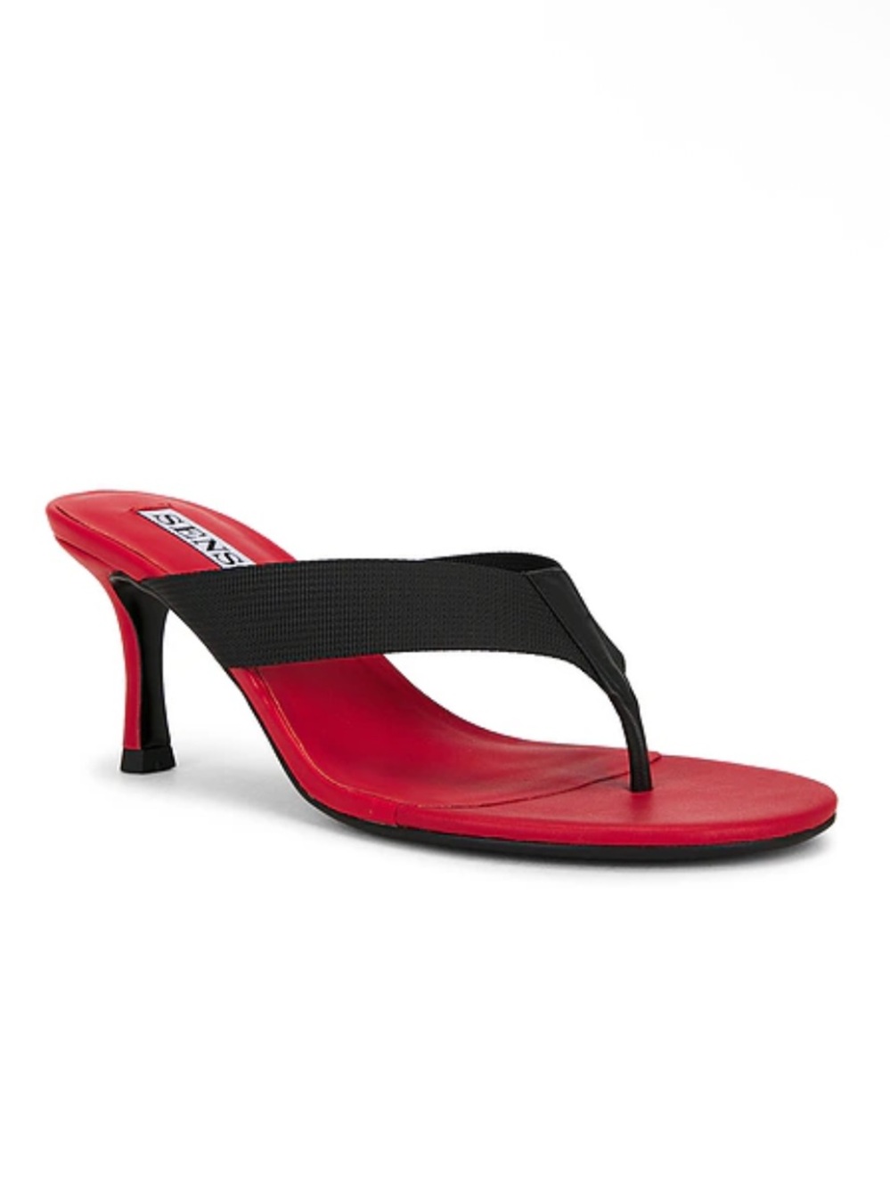 Senso Frida Sandals Tomato Black Strap Red Thong Heels shoes Revolve 38 8